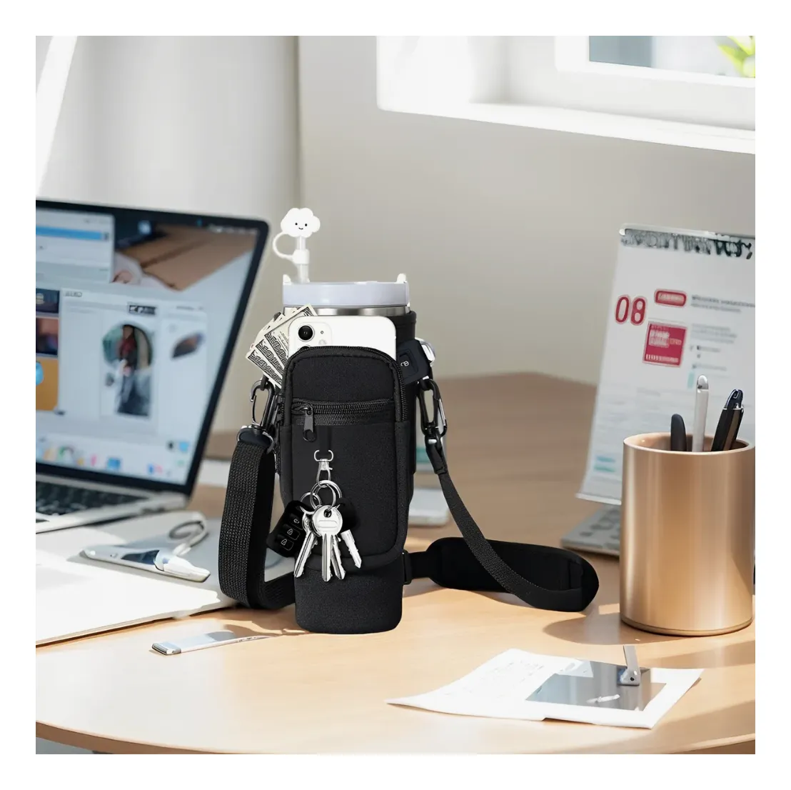 Funda bolso para vaso termo Stanley, porta botella con compartimentos - Imagen 3
