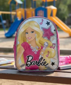 Mochila liviana glitter Disney fucsia