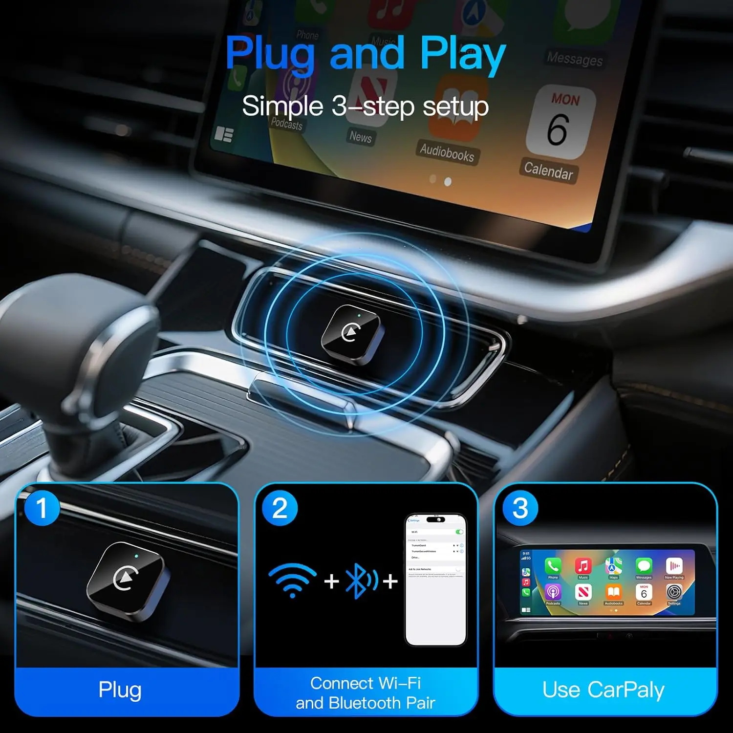 Adaptador inalámbrico CarPlay para iPhone y Android - Imagen 6