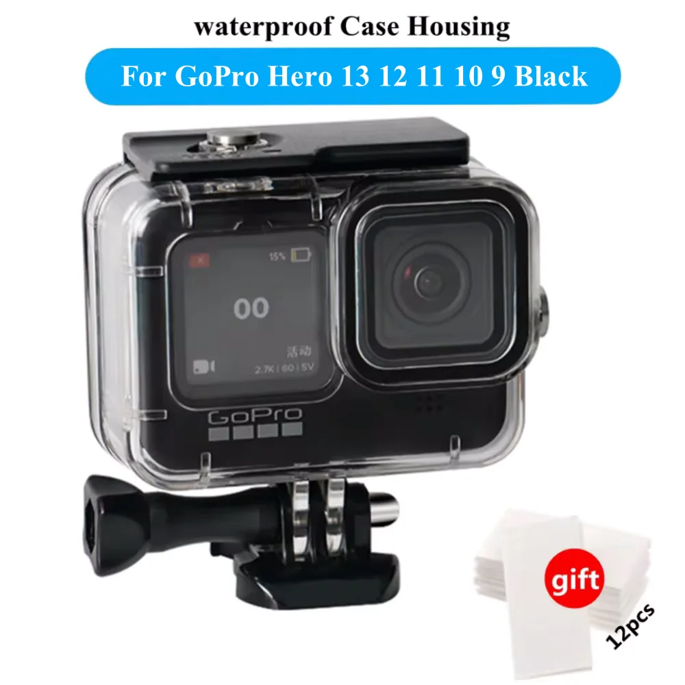 Carcasa impermeable 60 m para GoPro Hero 13, 12, 11, 10 y 9 (transparente)